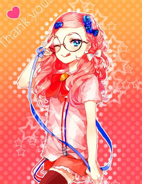 Anime Girl With Pink Hair Blue Eyes Curly Hair Wavy