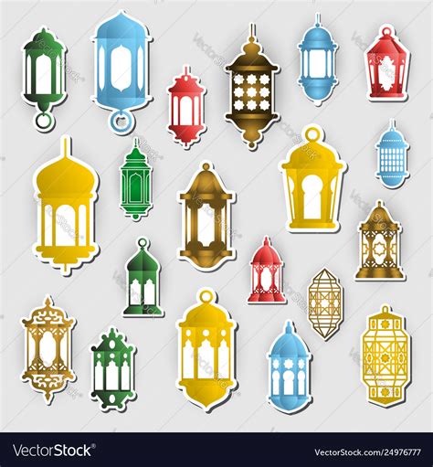 Arabic Lantern Sticker Concept Ramadan Kareem Vector Image