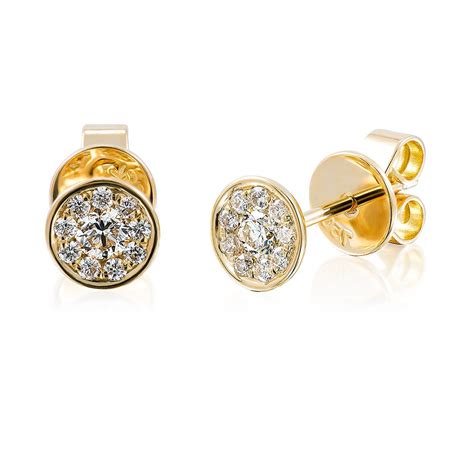 Bezel Set Cluster Diamond Studs Yellow Holloway Diamonds