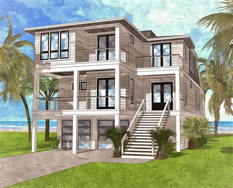 Plan 15220nc Coastal Contemporary House Plan With Rooftop Deck Beach