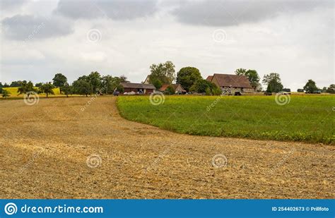 Overcast Farmland Scenery Stock Image Image Of Field 254402673