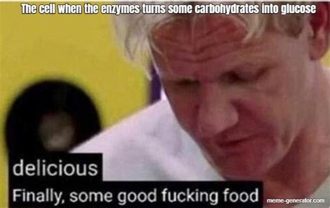 The Cell When The Enzymes Turns Some Carbohydrates Into Glucose Meme Generator