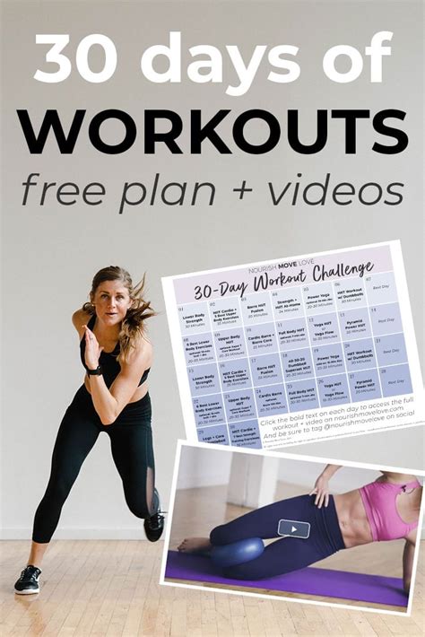Free 30 Day Workout Calendar Videos Nourish Move Love