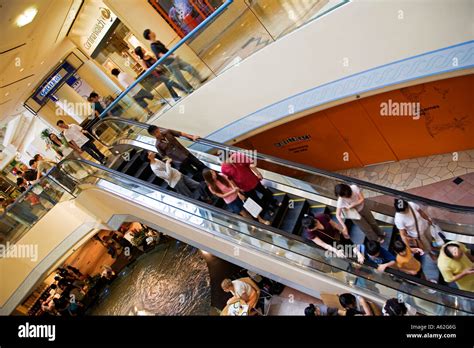 Raffles City Shopping Mall Escalator Singapore Stock Photo Alamy