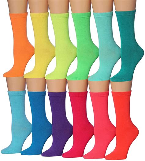 Colorfut Womens 12 Pairs Lightweight Fun Colored Crew Socks