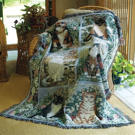 Garden Cats Tapestry Throw Blanket Bits And Pieces