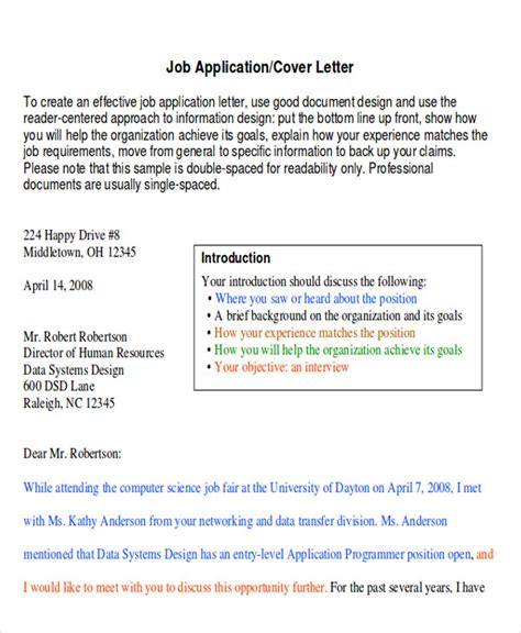Download this cover letter format for a job application now! Job application letter sample doc