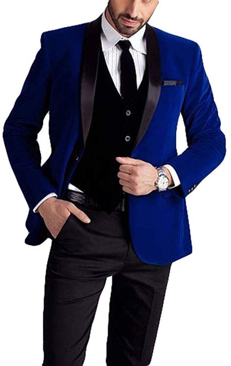 It fits perfectly and arrived on time. Men's One Button Royal Blue Suit Velvet Jacket Black Vest ...