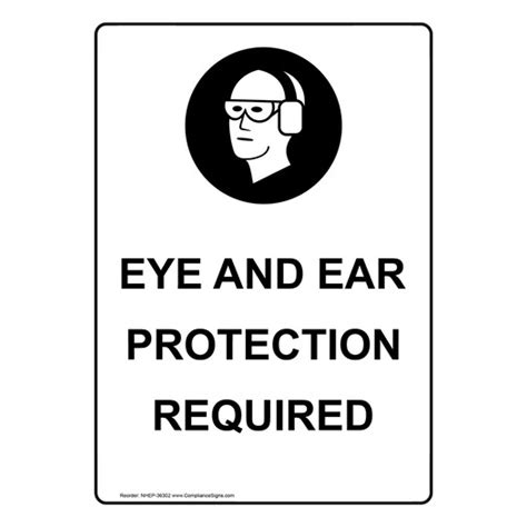 Vertical Sign Ppe Hearing Eye And Ear Protection Required