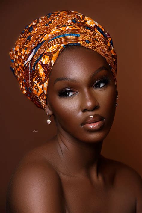 Headwrap And Makeup African Beauty Dark Skin Models Beautiful Black Women
