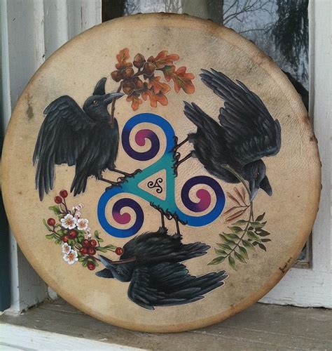 Nefaeria Hand Painted Raven Bodhrán By Brigid Ashwood