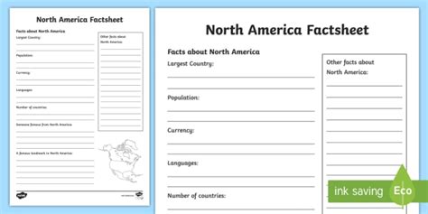 North America Factsheet Writing Template Teacher Made