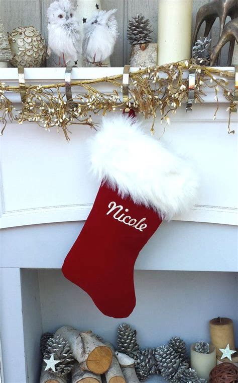 personalized christmas stockings velvet 19 luxury faux fox fur cuff christmas stocking
