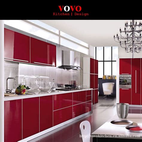 Matt white/matt green/maple/dark walnut/red cherry/elm. Red Lacquer High Gloss Modern Kitchen Cabinet Designs-in ...