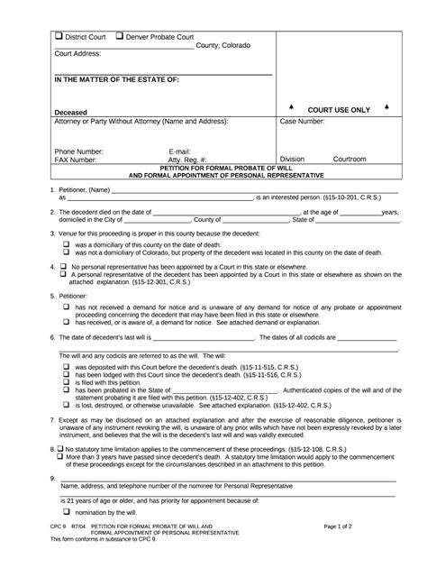 Colorado Personal Representative Form Fill Out And Sign Printable Pdf