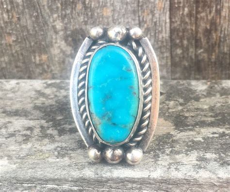 Vintage Genuine Turquoise 925 Sterling Silver Mexico Women S Ring