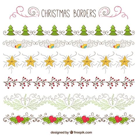 Free Vector Hand Drawn Christmas Borders Pack