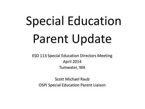Ppt Special Education Parent Update Esd 113 Special Education