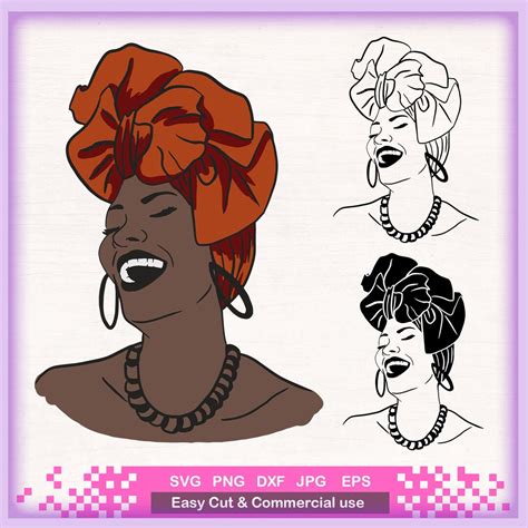 Bellissimo Turbante Afro Donna Headwrap Bundle In Formato Svg Etsy Italia