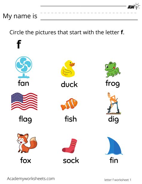 Learn The Letter F F Learning The Alphabet Academy Worksheets