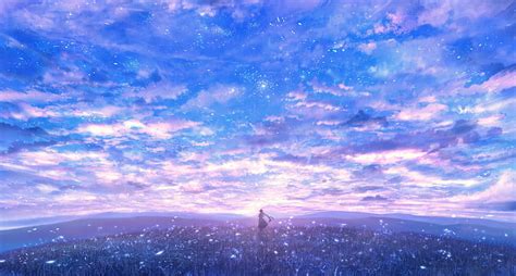 Anime Scenery Sunset Anime School Girl Clouds Artwork Anime Hd