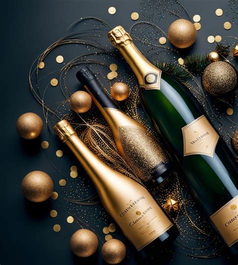 Premium AI Image Premium Christmas Party Theme Champagne Bottle Wine