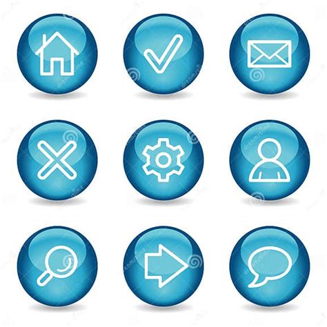 Basic Web Icons Blue Glossy Sphere Series Stock Vector Illustration