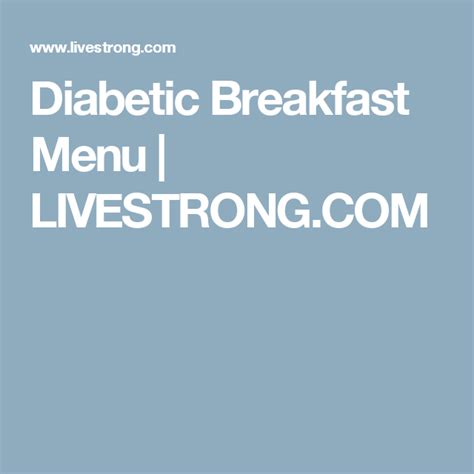 Diabetic Breakfast Menu Livestrongcom Diabetic Breakfast Menu