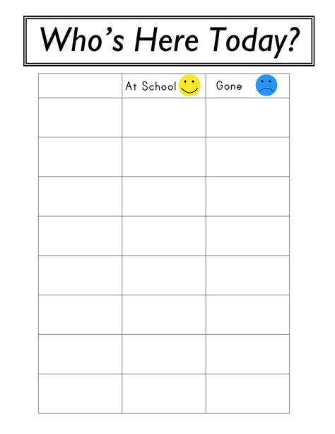 Sunday School Attendance Chart Template Hq Printable Documents