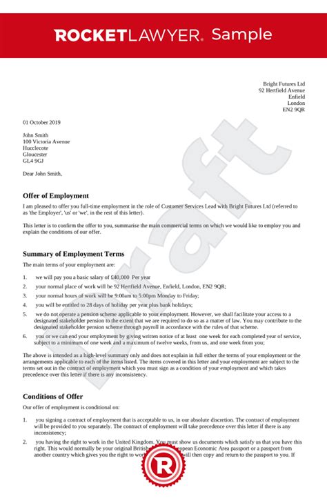 By using a simple offer letter format, you will be able to just input all the information that you need into the template. Job Offer Letter UK Template - Make Yours For Free