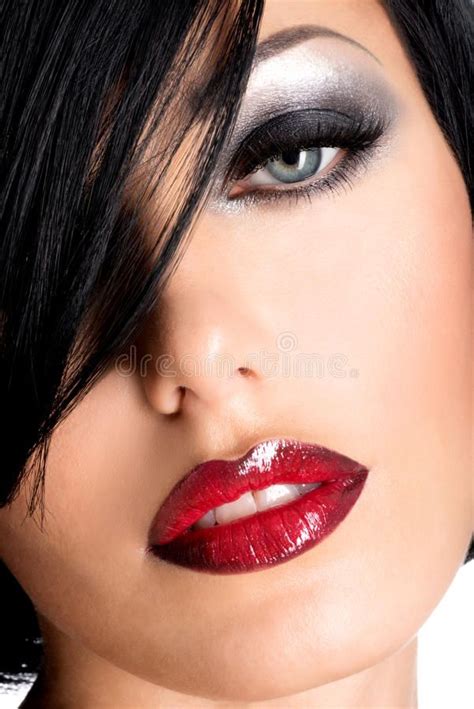 beautiful woman with red lips and eye makeup beautiful woman with red lips and affiliate