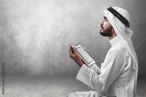 Religious Arab Muslim Man Reading Holy Quran Stock Photo Adobe Stock