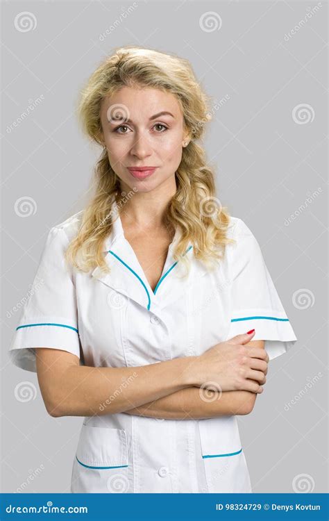 Beautiful Young Nurse Crossed Arms Stock Image Image Of Healthcare