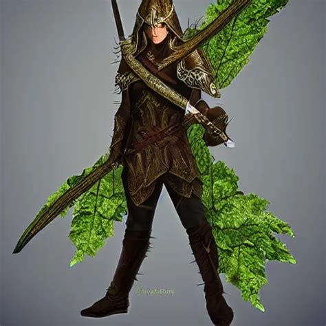 Male Elven Archer Armor Made Of Leaves Epic Fantasy Stable Diffusion