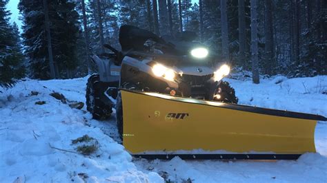 Atv Snow Plowing Can Am Outlander Youtube