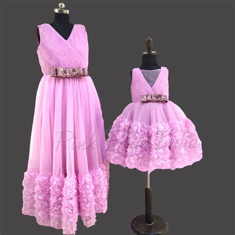 Buy Mother Daughter Rosette Party Wear Dresses