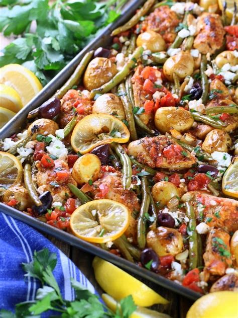 Greek Chicken Sheet Pan Dinner With Green Beans And Feta Recipe Taste