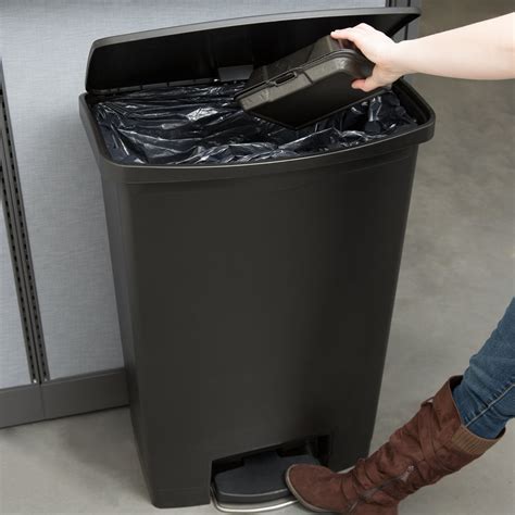 Rubbermaid 1883615 Slim Jim Resin Black Front Step On Trash Can With