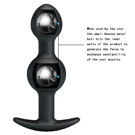 Pretty Love Silicone Anal Plug Dual Balls Stimulation Inner Bouncy Metal Ball Enhance