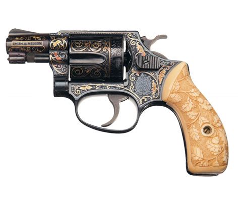 Smith And Wesson Engraved Model 36 38 Special Blue Finish With 24k Gold