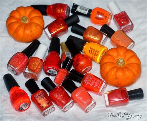 Brush the nail polish onto each nail using three strokes. The Do It Yourself Lady: Orange Nail Polish Ideas for Halloween...