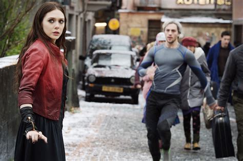 elizabeth olsen and aaron taylor johnson in avengers age of ultron these actors and actresses