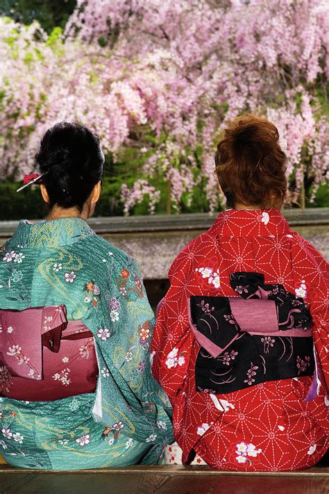Two Women In Kimonos Rear View Photograph By John W Banagan