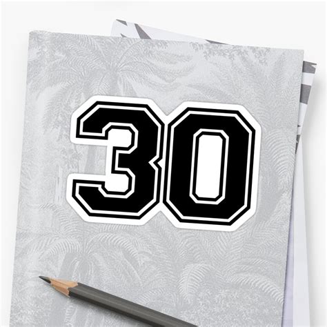 Varsity Team Sports Uniform Number 30 Black Sticker By Riplmedia