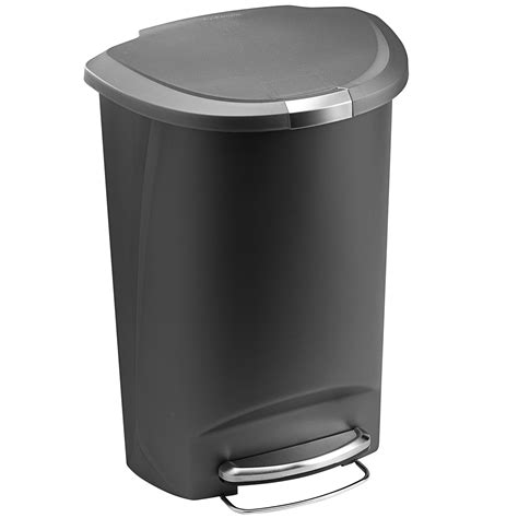 Simplehuman Cw1357 13 Gallon 50 Liter Gray Semi Round Step On Trash Can