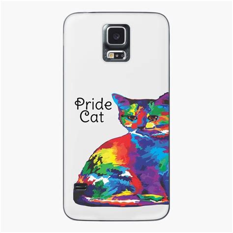 A Phone Case With A Colorful Cat On Its Back And The Words Pride Cat