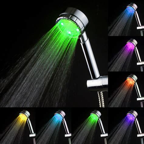 Water Power Colorful Led Shower Head Handheld Rain Shower Temperature Light Shower Head No