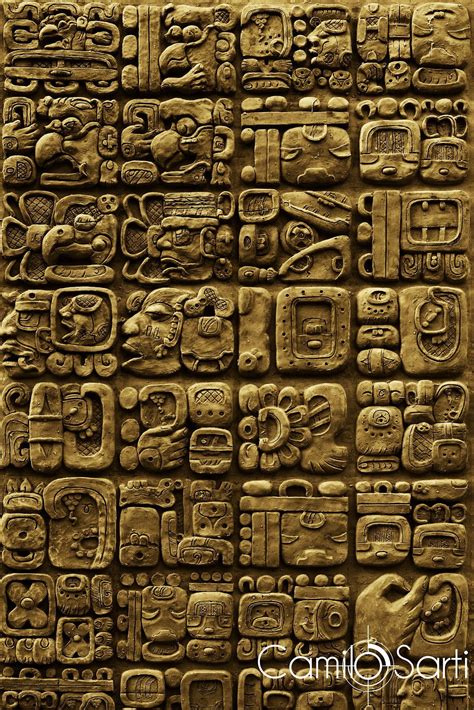 Details Of Maya Glyphs On A Stelae From The Archaeological Site Of