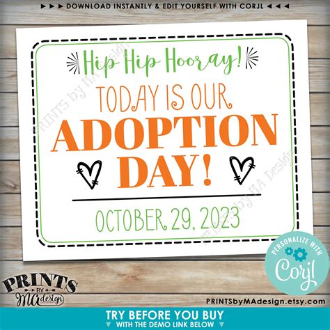 Adoption Day Sign Today Is Myour Adoption Day Photo Prop Printable