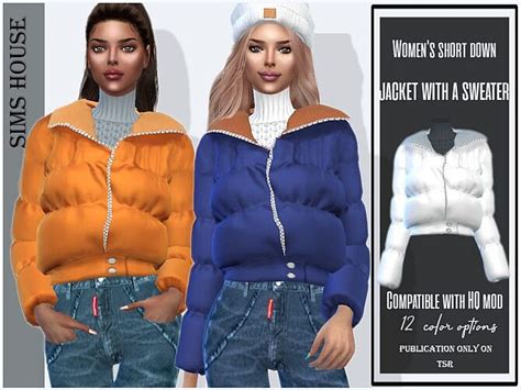 Short Down Puffer Jacket With Sweater By Sims House At Tsr Lana Cc Finds